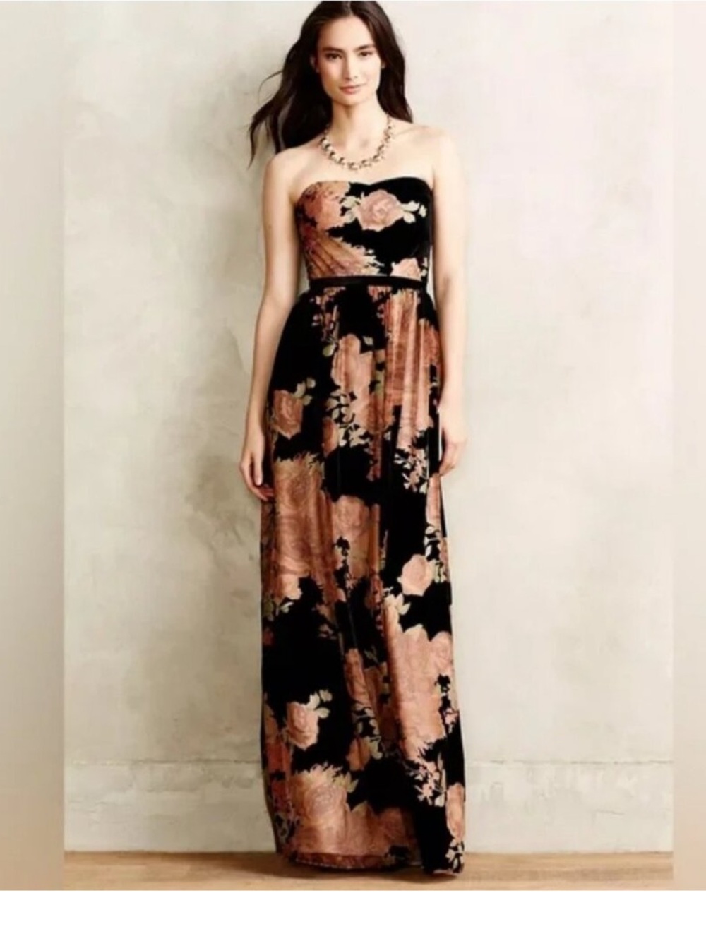 Erin Featherston Anthropologie Rosalind gown dark floral romantic velvet dress 4